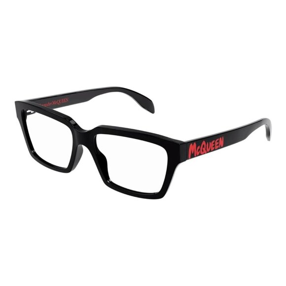 NEW ALEXANDER MCQUEEN EYEGLASSES AM0332O 002 BLACK WOMEN SQUARE EYEWEAR - Picture 1 of 3